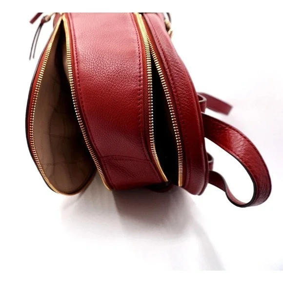 Michael Kors Red Leather Backpack Gold‎ Hardware Adjustable Straps Travel 37-08 Michael Kors Red Leather Backpack Gold‎ Hardware Adjustable  main image 3